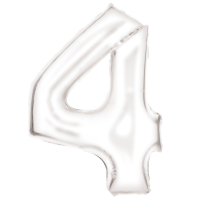 Large Number 4 Silk Lustre White